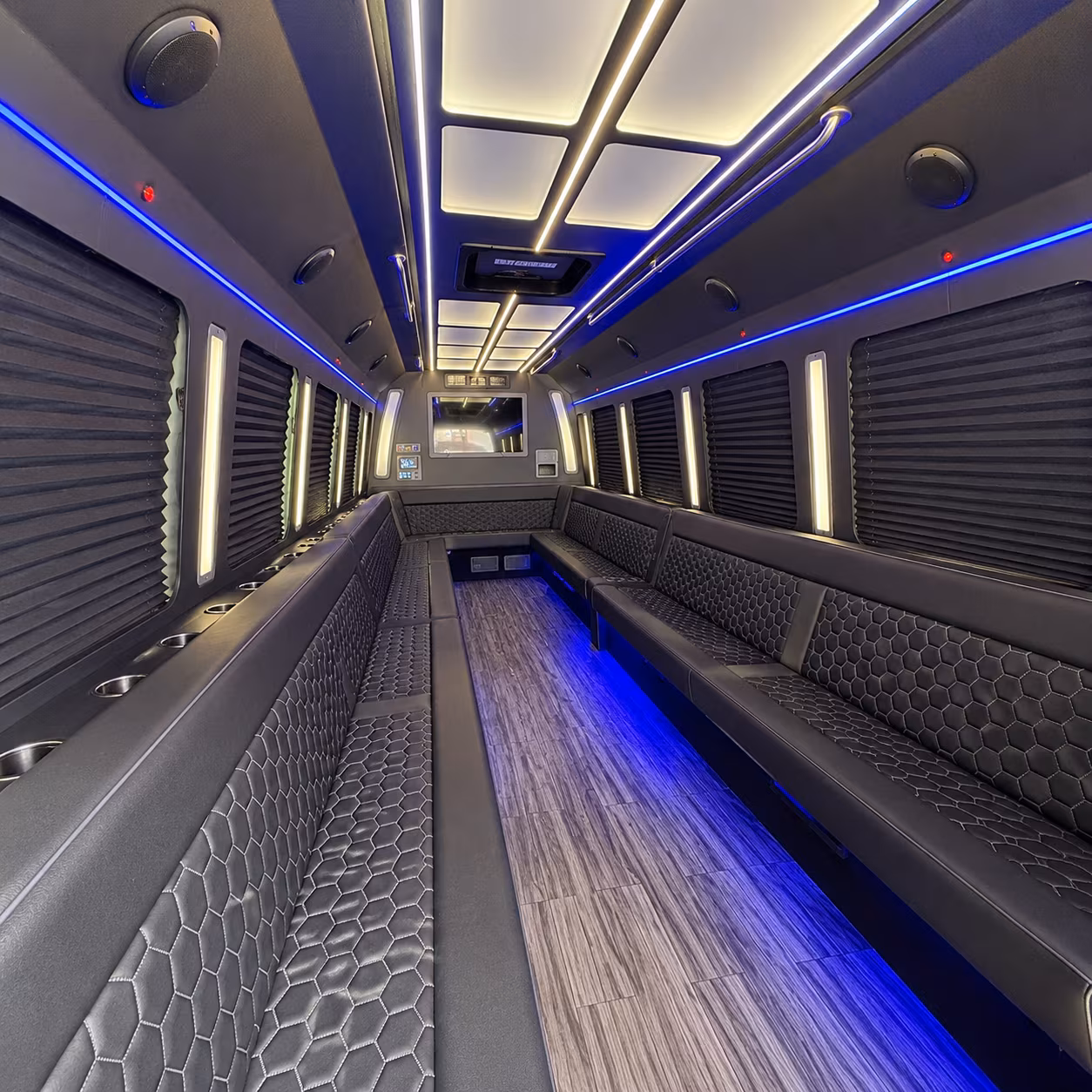 pomona 30 passenger party bus interior