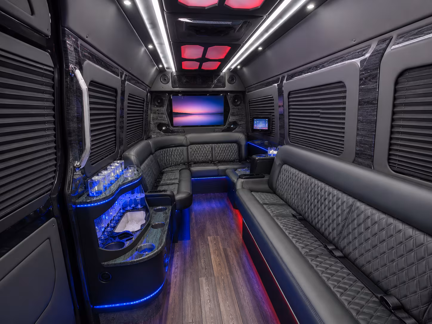 pomona 40 passenger party bus interior